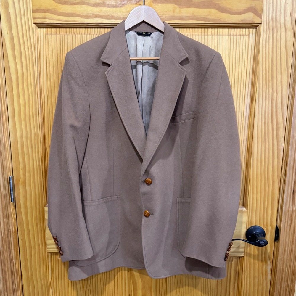Men's Camel Brown Blazer Sport Coat Size 44 The Gallery by Haggar 2 Button